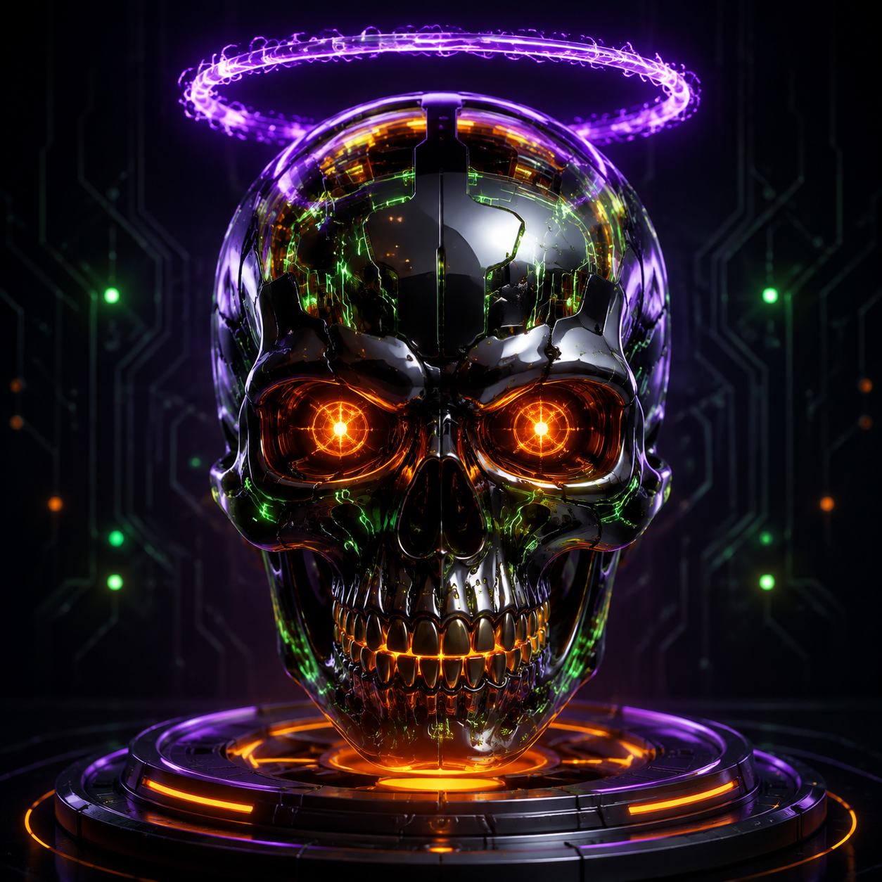 Neon Skull 001 original artwork